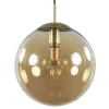 Amber glazen hanglamp 30 cm met messing en zwart