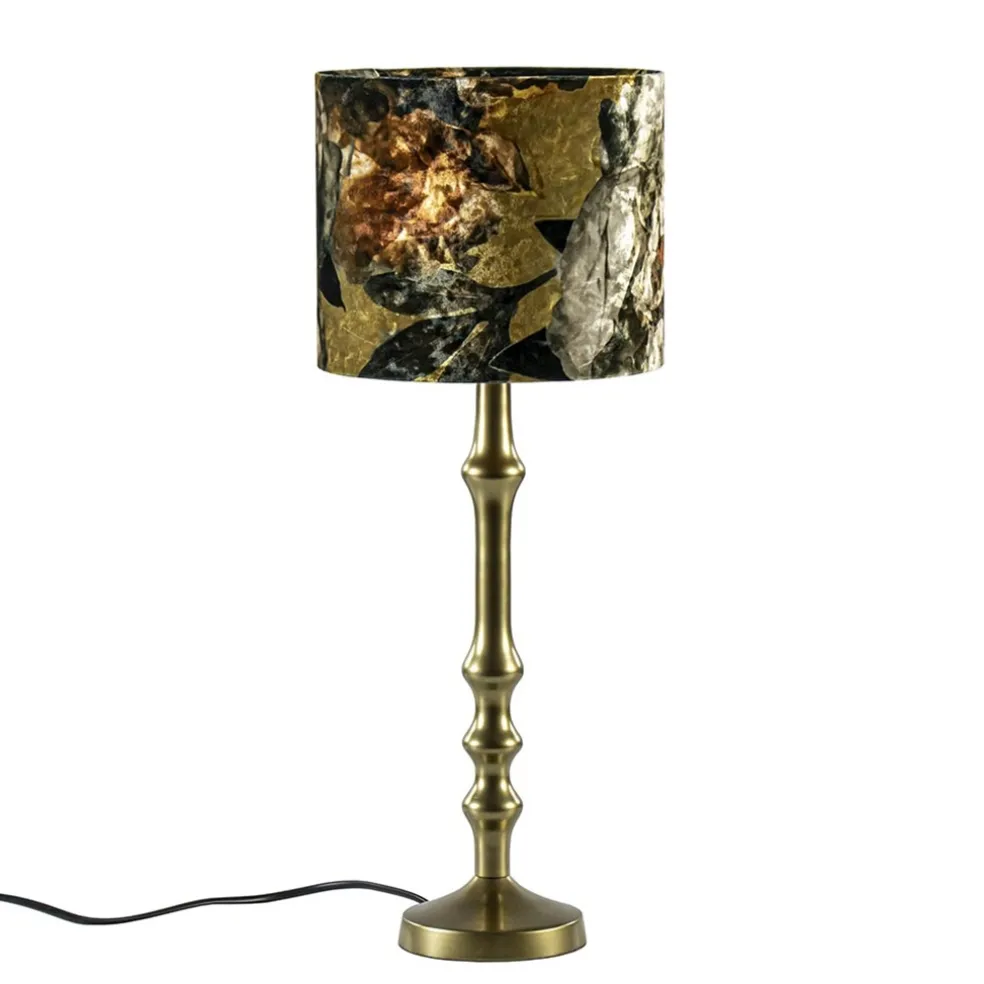 Antiek bronzen lampvoet Semut exclusief kap