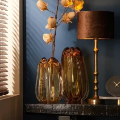 Antiek bronzen lampvoet Semut exclusief kap