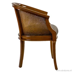 Armstoel met webbing en stoffen zitting