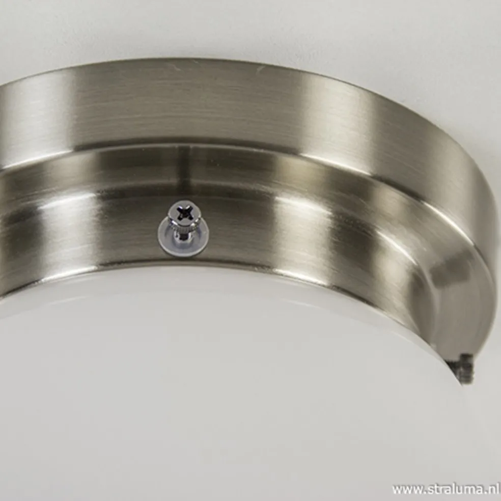 Art Deco plafondlamp staal met wit gl.