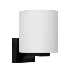 Badkamerwandlamp zwart met opaal glazen kap