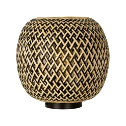 Bamboe tafellamp naturel met zwart