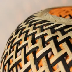 Bamboe tafellamp naturel met zwart