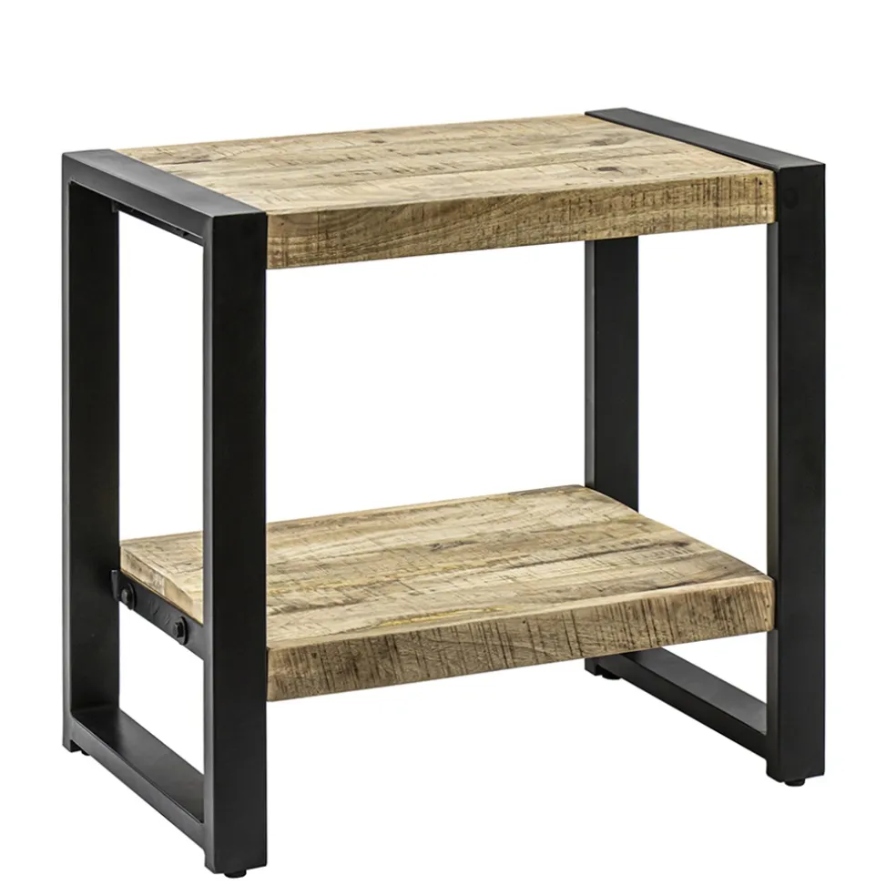 Bijzettafel 2-laags mango hout naturel