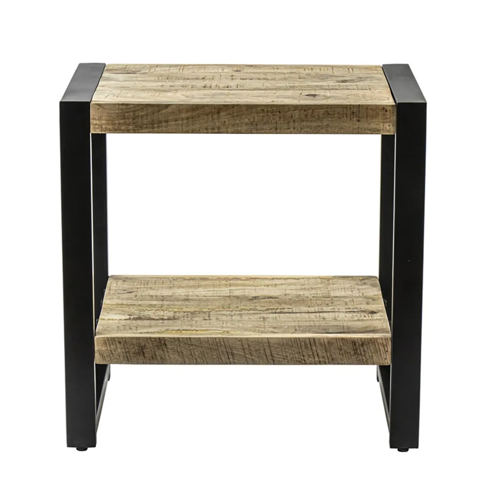 Bijzettafel 2-laags mango hout naturel