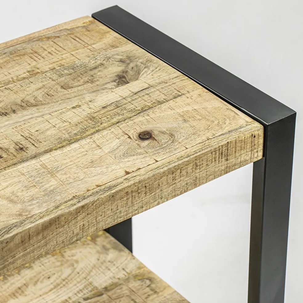 Bijzettafel 2-laags mango hout naturel