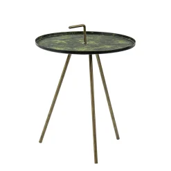 Bijzettafel Saphire groen met brons 39 cm