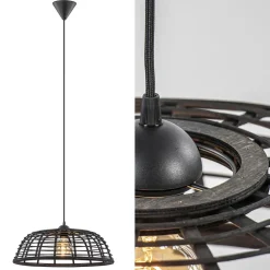 Botanisch landelijke hanglamp zwart