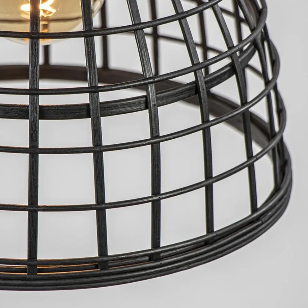 Botanische hanglamp Puerto rotan mat zwart