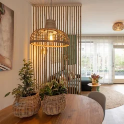 Botanische hanglamp rotan met mat zwart