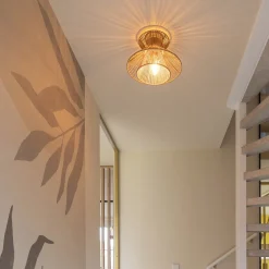 Botanische plafondlamp naturel / mat goud