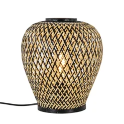 Botanische tafellamp bamboe met zwart