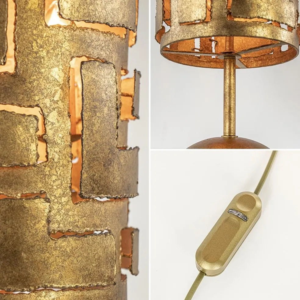 Brons metalen tafellamp inclusief dimmer