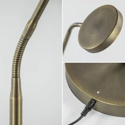 Bronzen leeslamp op accu inclusief dimbaar LED