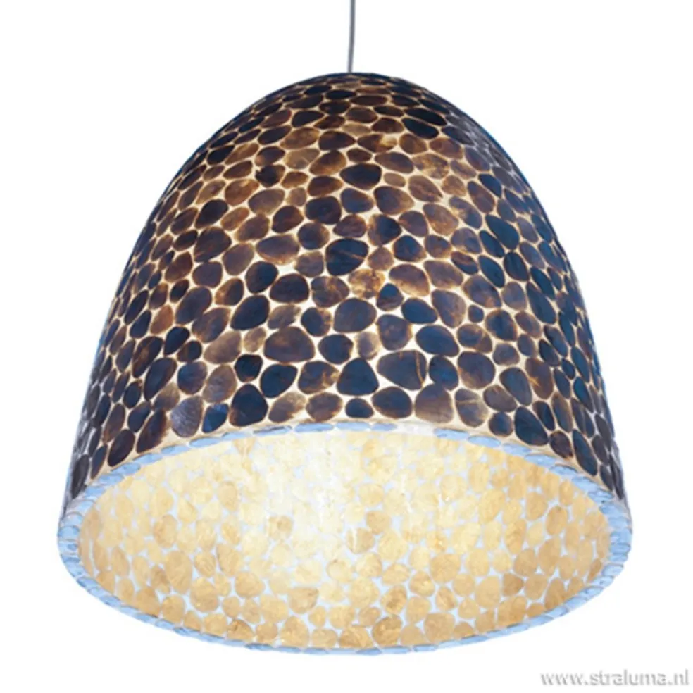Bruin gouden hanglamp met capiz schelpen