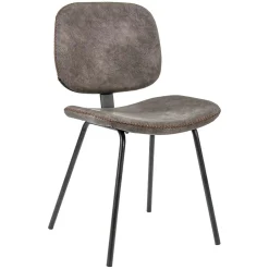 Bruine eetkamerstoel van imitatietleer met zwart onderstel