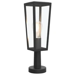 Buitenlamp lantaarn op voet zwart met helder glas