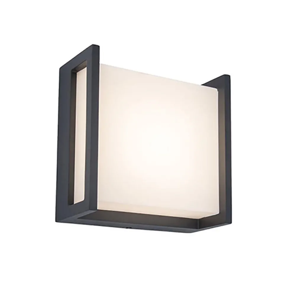 Buitenlamp LED wand vierkant donker grijs IP54