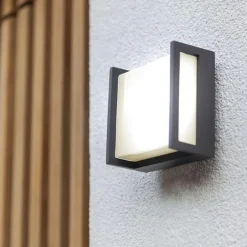 Buitenlamp LED wand vierkant donker grijs IP54