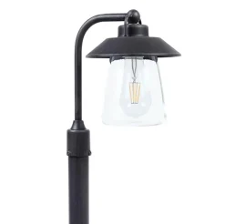 Buitenlamp op paal zwart/roest met helder glas