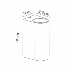 Buitenlamp up+down zwart afgerond IP54