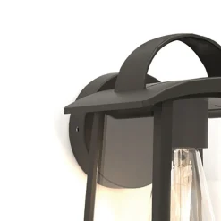 Buitenlamp wand zwart met helder glas