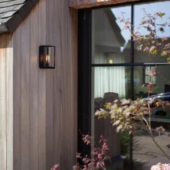 Buitenlantaarn rechthoek zwart/helder glas  IP44