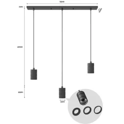 Calex multipendel 3-lichts balk E27 pendels zwart