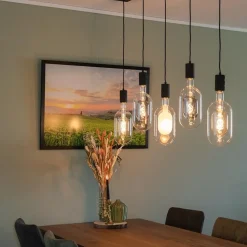 Calex multipendel plafondbalk 5-lichts E27 pendels zwart