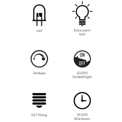 Calex Rada LED lamp Titanium 2200K dimbaar