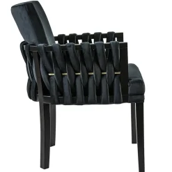 Chique armstoel zwart met sierlijke leuning en goud