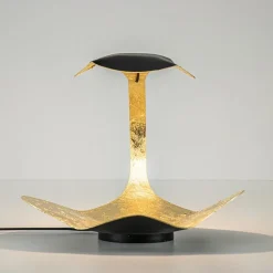 Chique design tafellamp LED zwart met goldleaf