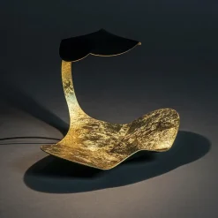 Chique design tafellamp LED zwart met goldleaf