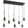 Chique 8-lichts hanglamp zwart met goud