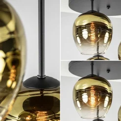Chique 3-lichts plafondlamp zwart met goud glas