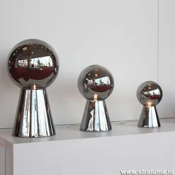 Chique tafellamp donker chroom pion XL