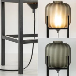 Chique tafellamp frame met mat zwart glas