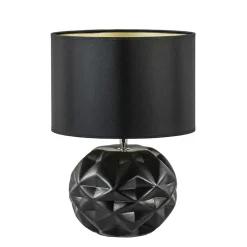 Chique tafellamp zwart met kap zwart/goud