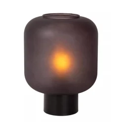Chique tafellamp zwart met mat zwart glas