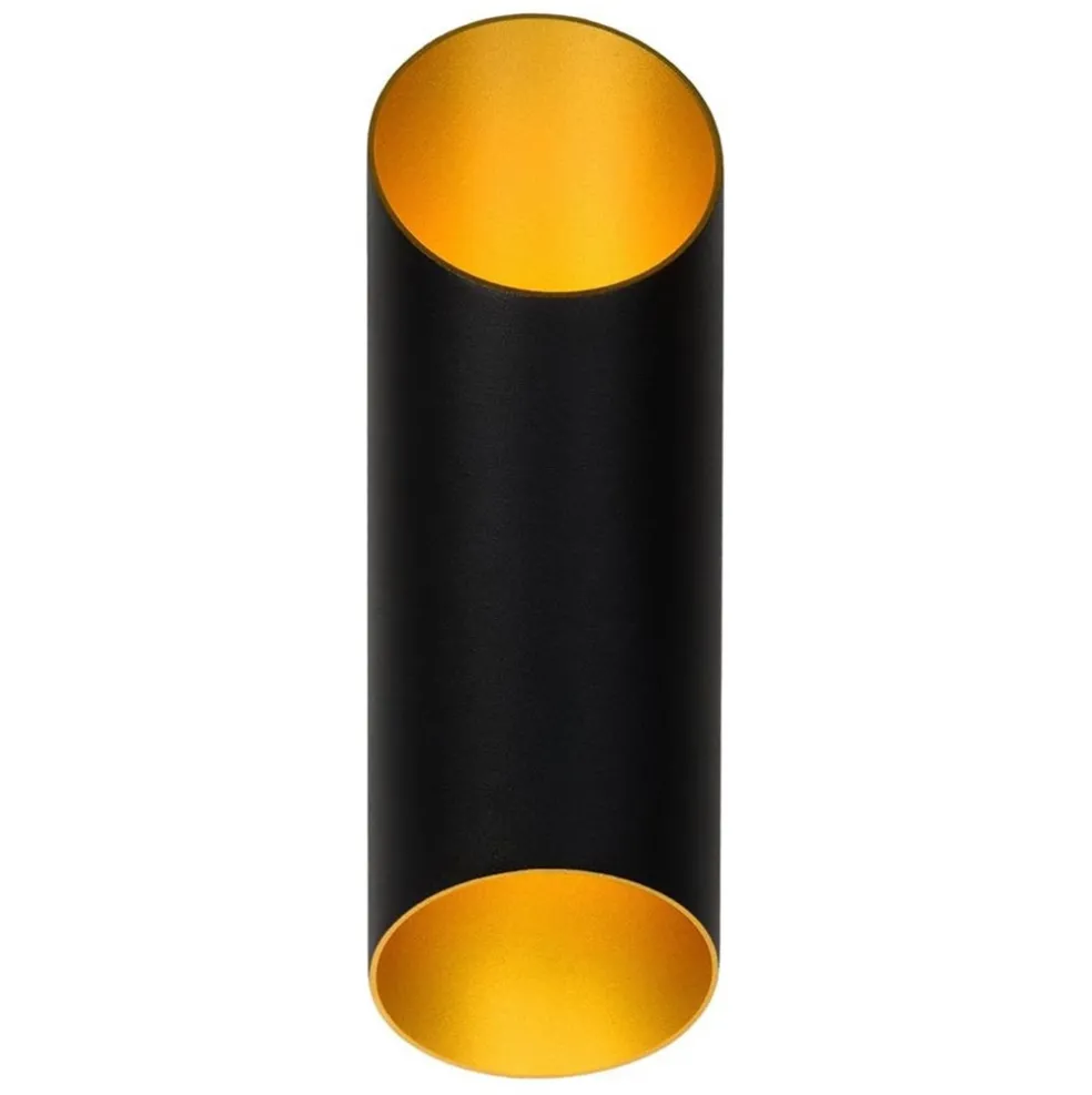 Cilinder wandlamp zwart goud up+down