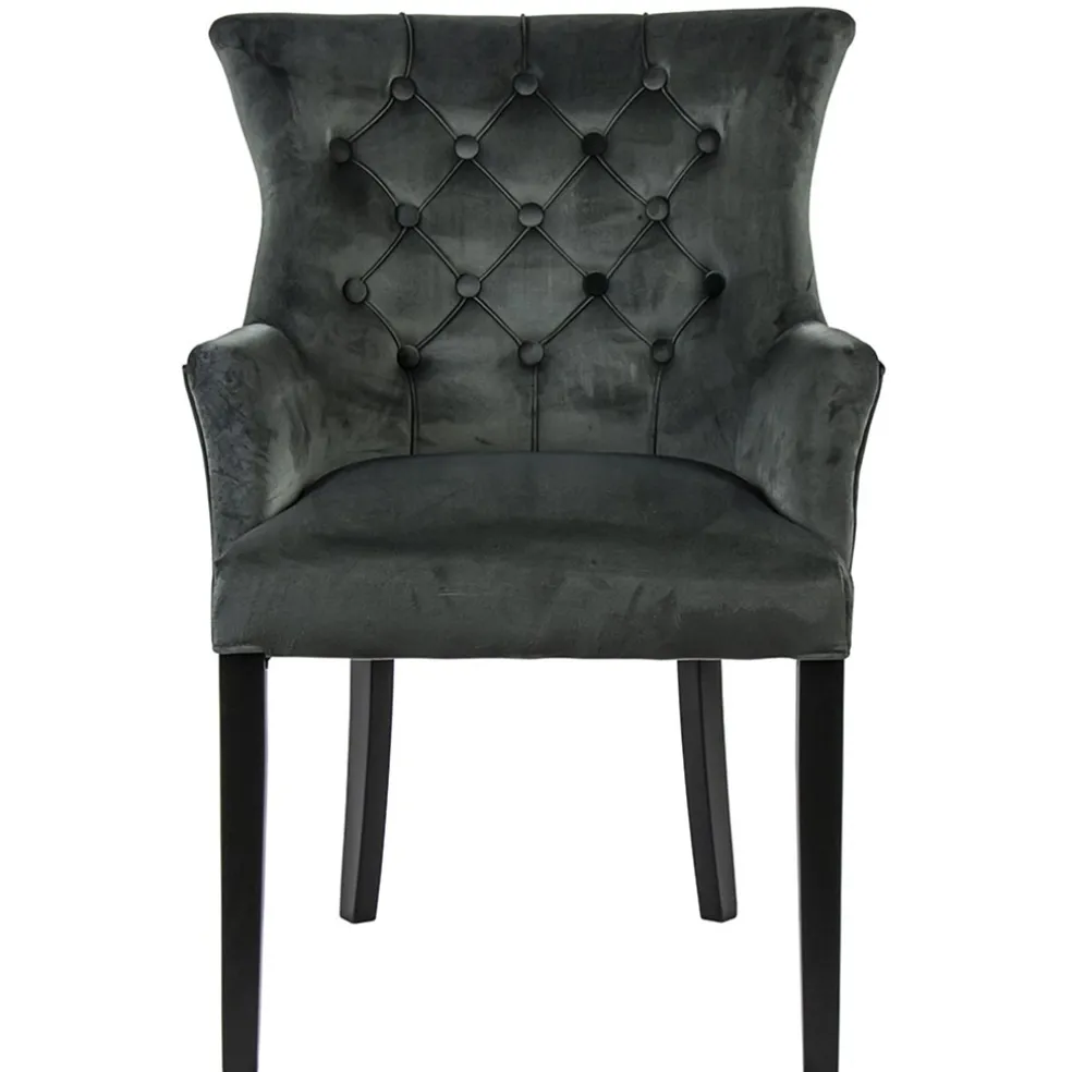 Comfortabele armstoel donker grijs met zwarte poot