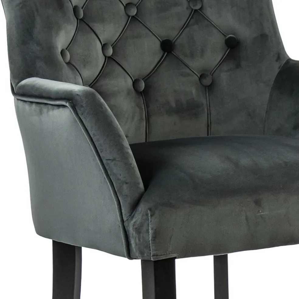 Comfortabele armstoel donker grijs met zwarte poot