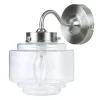 Deco wandlamp staal met helder glas