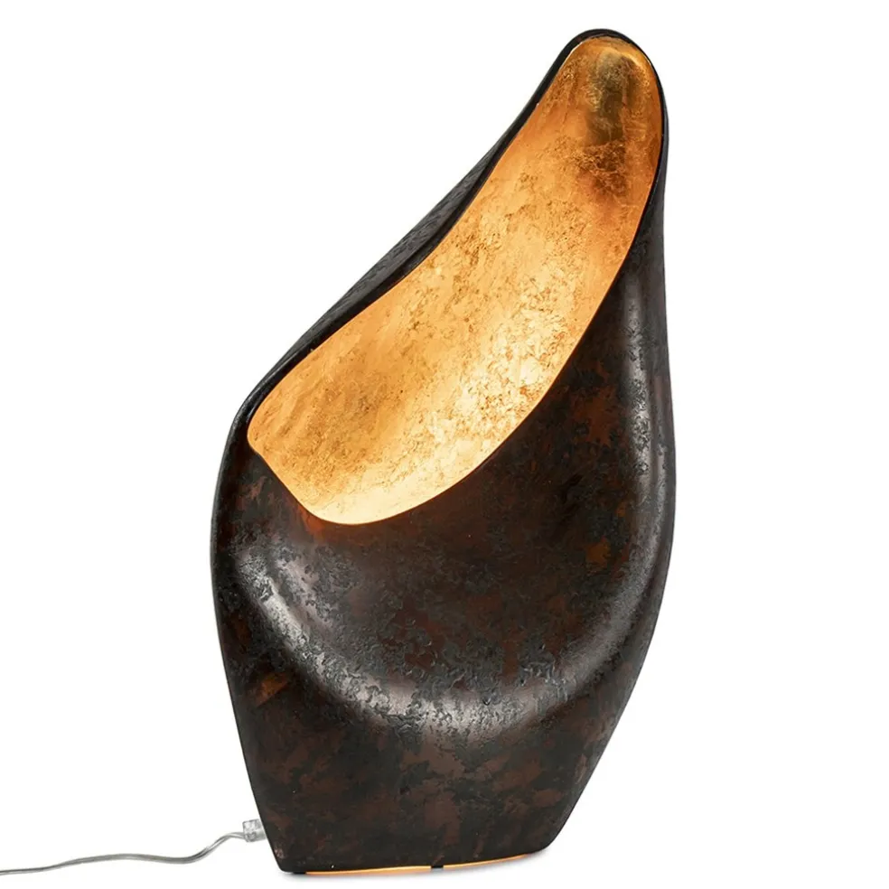 Decoratieve tafellamp corten brown met goldleaf