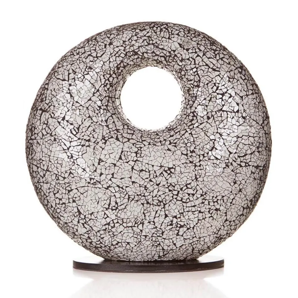 Decoratieve tafellamp glas wit/zwart