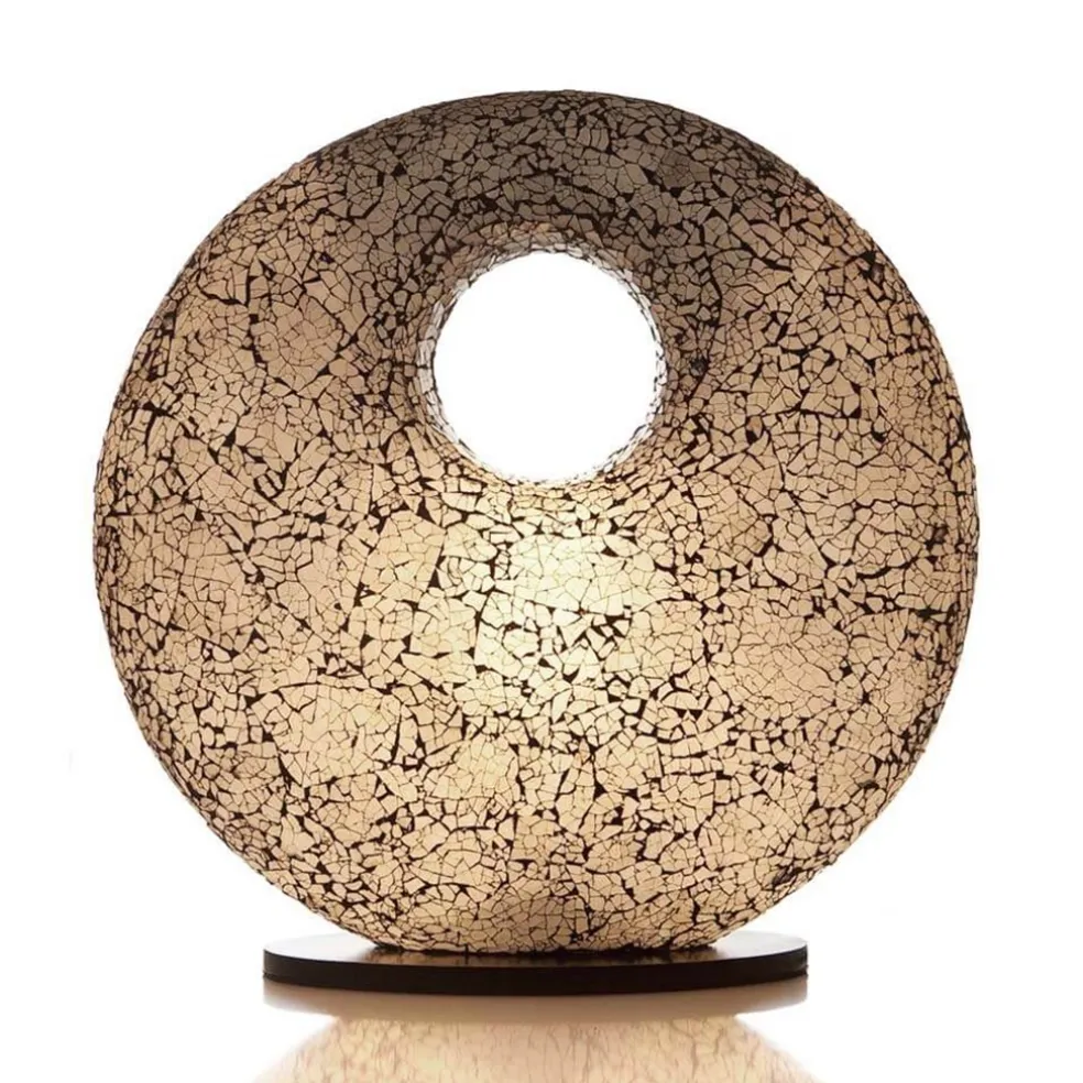 Decoratieve tafellamp glas wit/zwart