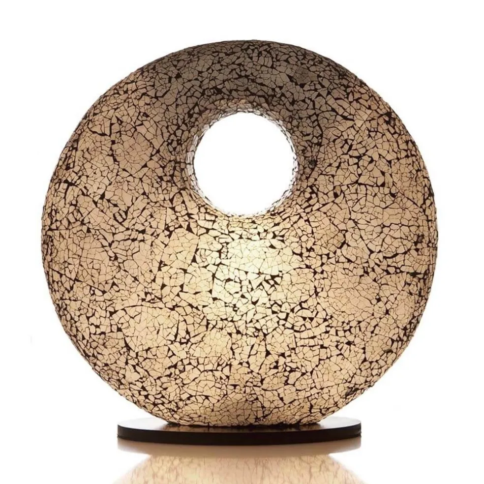 Decoratieve tafellamp glas wit/zwart