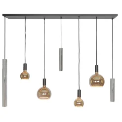 Design hanglamp 7-lichts zwart met nikkel