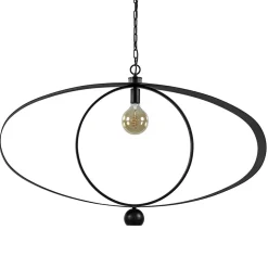 Design hanglamp textured black ovaal
